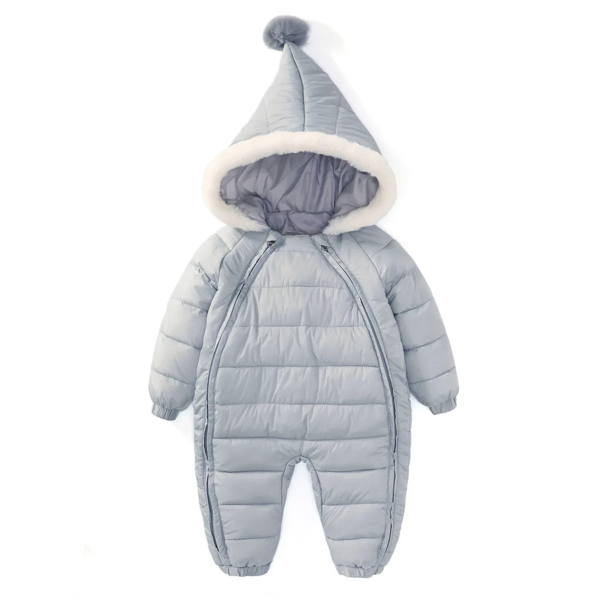 silver gray Детский пуховый хлопковый комбинезон; комбинезоны для новорожденных; зимнее пальто; толстые зимние комбинезоны для мальчиков; Одежда для маленьких девочек; зимняя одежда; зимний комбинезон; куртка для младенцев - Цвет: silver gray