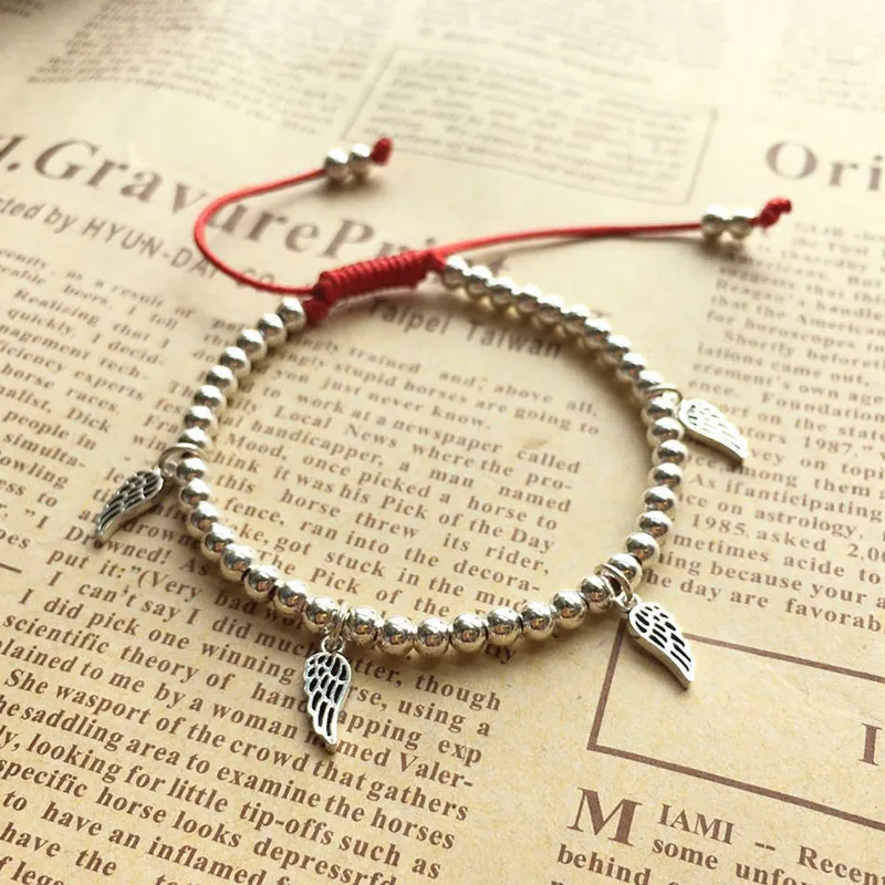 Браслет Lucky Wings серебряные бусины 925 пробы подарок для женщин ручной работы Шарм для браслета, украшения