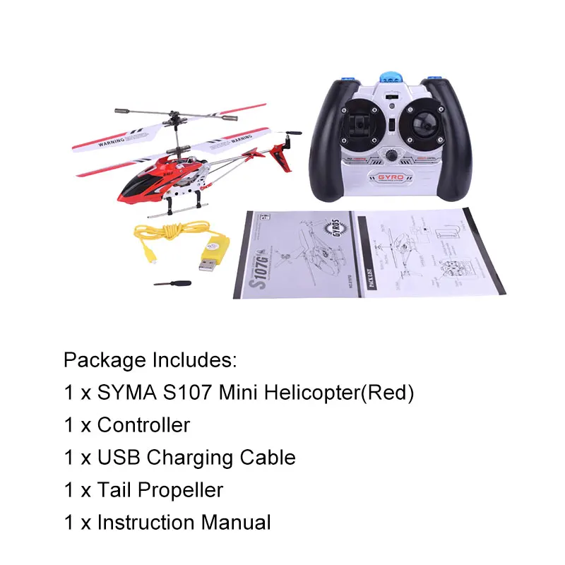 Оригинальный Syma S107G 3CH RC вертолет сплав фюзеляж Дрон с гироскопом огни красная