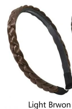 Light Brown Модный твист ободок для волос в виде косички для женщин нейлоновый парик лента для волос для девочек коричневый черный шиньон украшение головной убор аксессуары для волос - Цвет: Light Brown