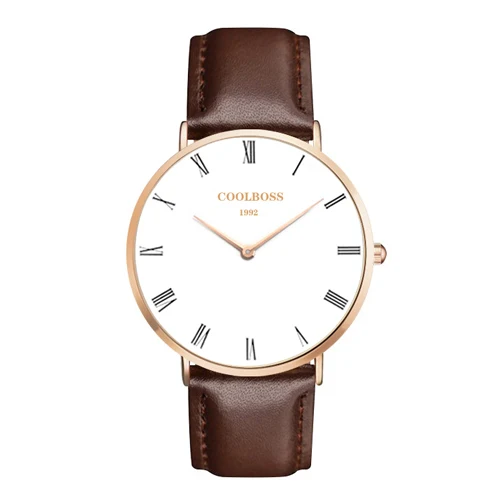 Brown gold Rome Бренд COOLBOSS часы мужские и женские модные повседневные спортивные часы классические кожаные мужские кварцевые наручные часы Relogio masculino feminino - Цвет: Brown gold Rome