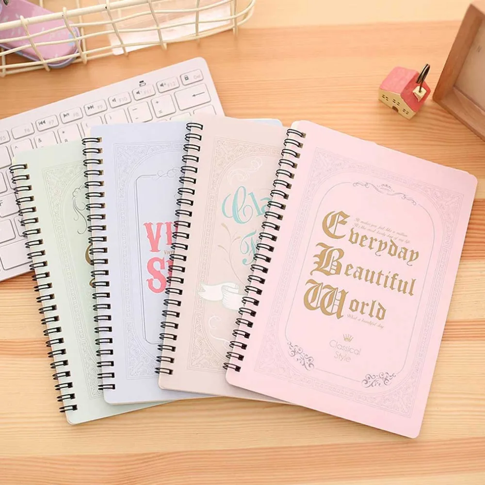 

A5 Spiral Coil Notebook Diary Ruled School Vintage Student Note Book Memo Pad