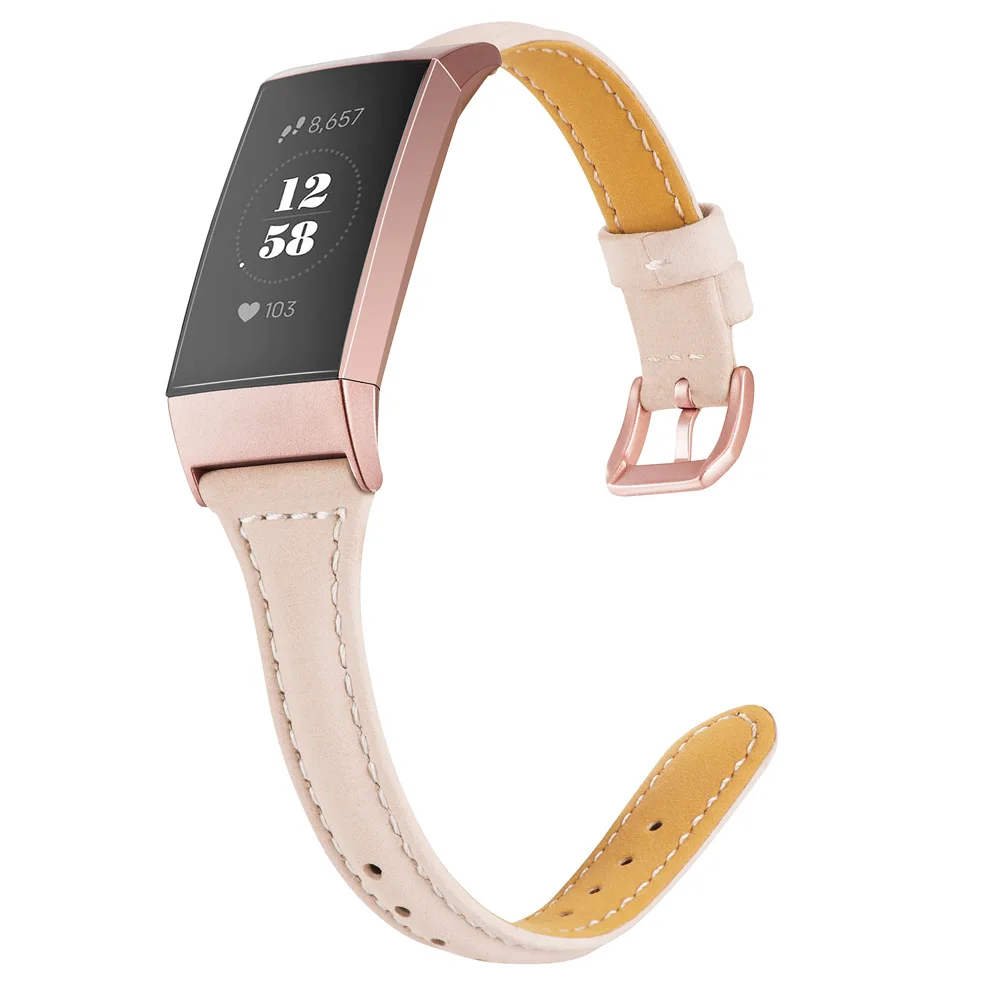 Beige Умный Браслет ремешок для Fitbit Charge 3 из натуральной кожи ремешок браслет розовое золото адаптер застежка для Fitbit Charge 3/Charge 3 SE - Цвет ремешка: Beige