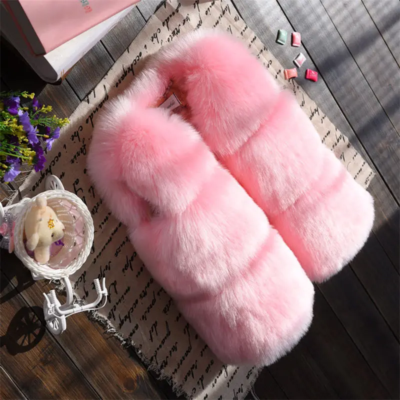 Retail New Children Casual Faux Fur Waistcoats Girls Fashion Solid Color Vests Baby Girl Version Waistcoat Boys Warm Vest | Детская