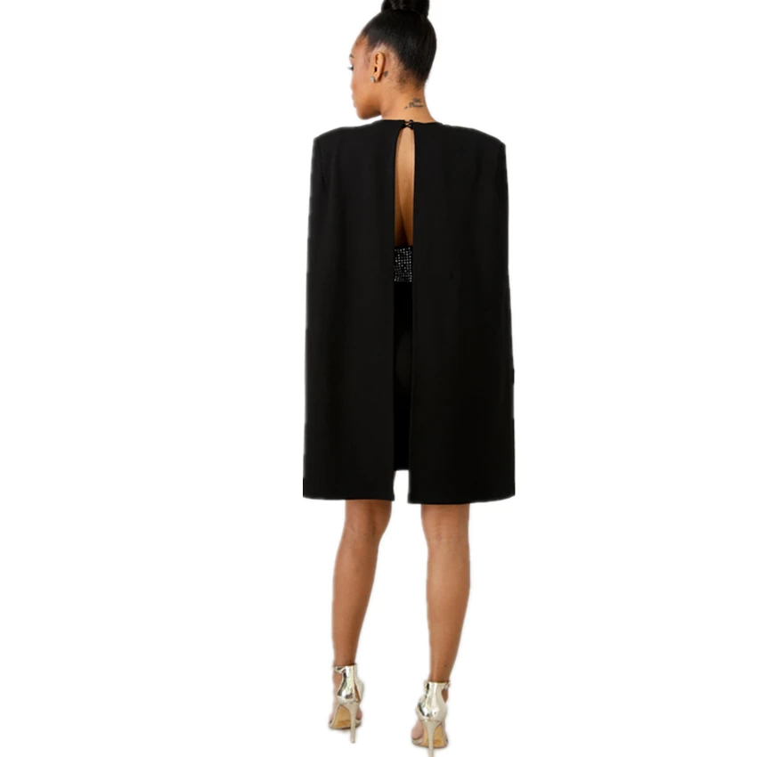 Wjustforu Temperament Women Elegant Tracksuit Fashion Bodycon Dress And Tops Cloak V Neck Sexy Bandage Two Piece Set Female | Женская