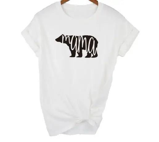 white t black MAMA OKOUFEN Papa и I Love детские медведя и надписью «Mama»; футболка с Семья одежда для мамы, папы и буквенным принтом Для женщин Топ короткий рукав Футболка размера плюс Прямая поставка - Цвет: white t black MAMA