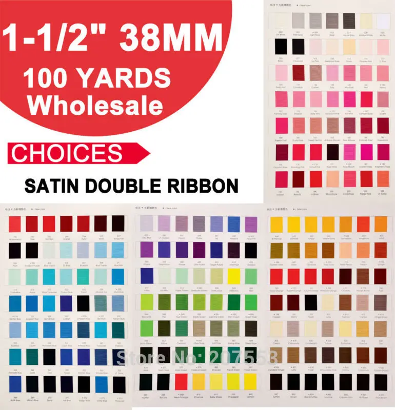 Двухсторонняя Атласная Лента размером 1-1/2 дюйма (38 мм) 100 ярдов/рулон лента для