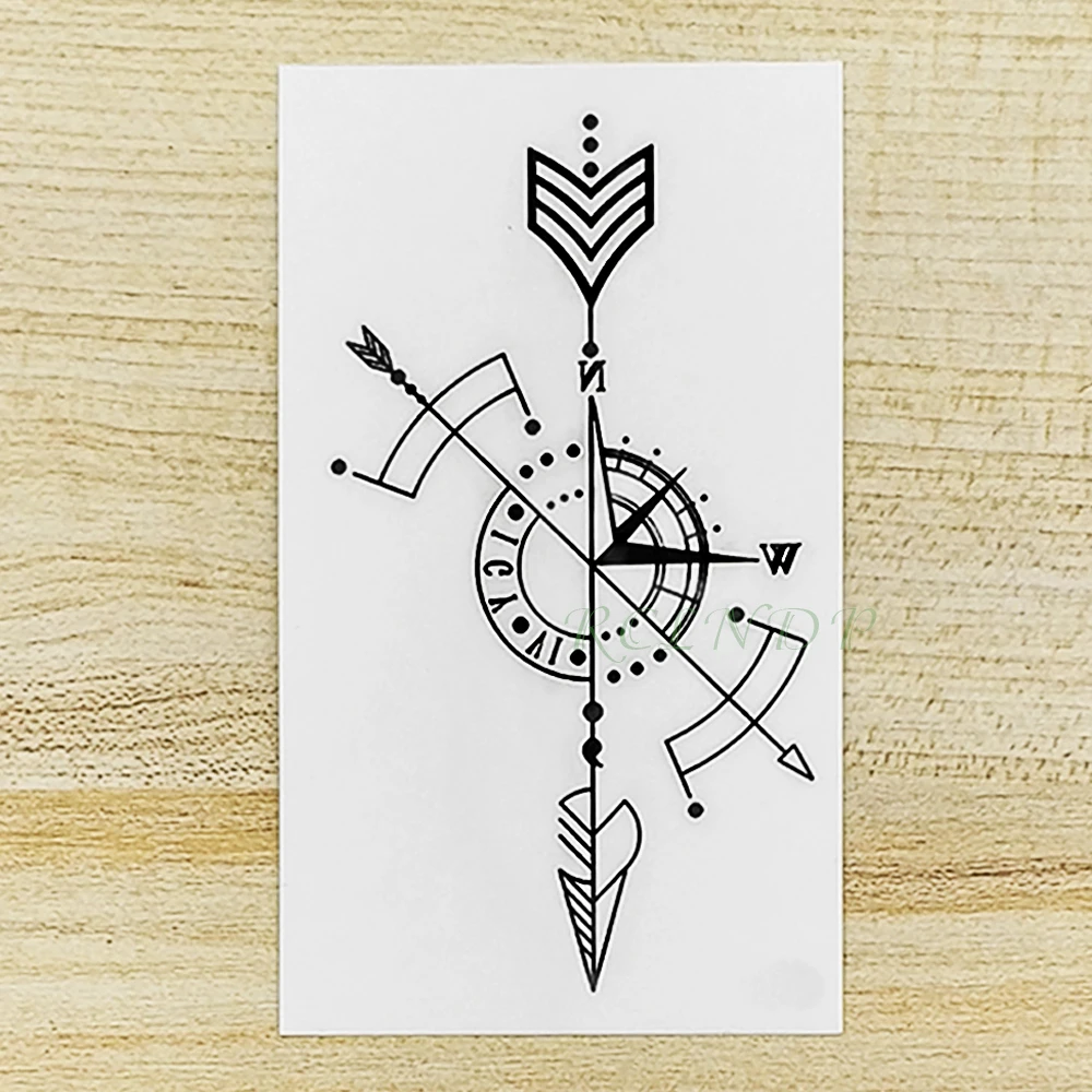 Waterproof Temporary Tattoo Stickers Compass fake Tatto Body Art Flash Tatoo Tatouage Arm Hand Back Foot Tato for Girl Women Men | Красота и