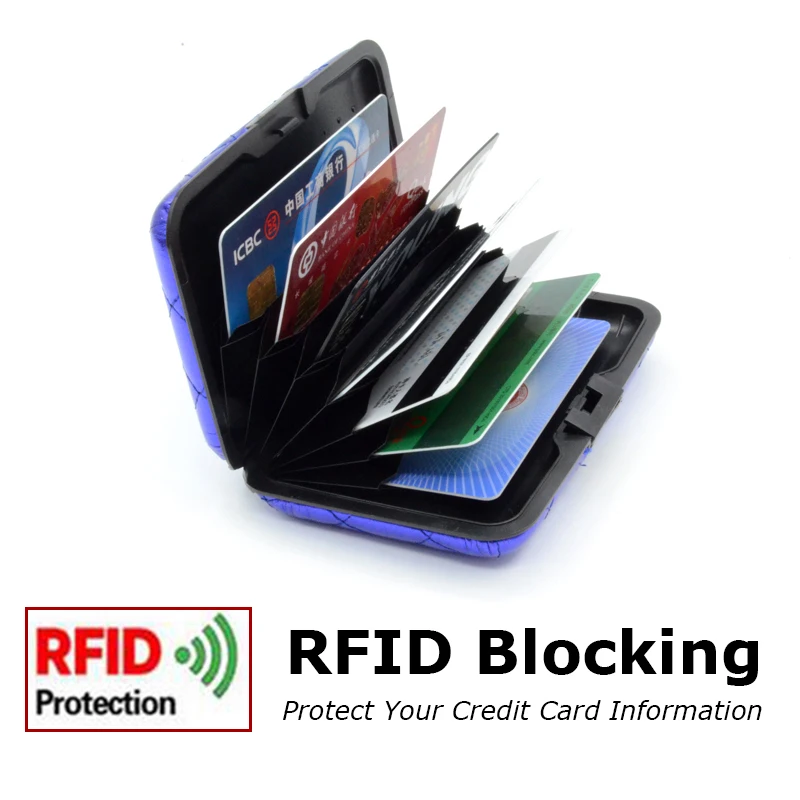 BONAMIE RFID Блокировка девушки алюминиевый кошелек для карт женщин Металл Бизнес Кредитная карта и ID держатель синий чехол для банковских карт для женщин