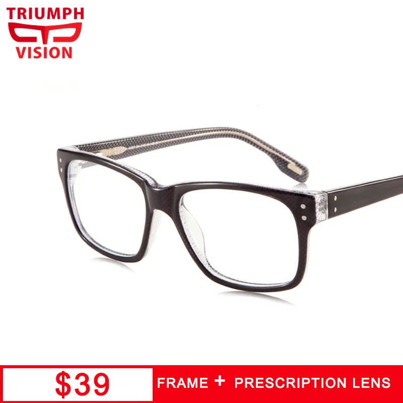 

TRIUMPH VISION Big Acetate Frame Square Eyewear Myopia Prescription Glasses Men Photochromic Eyeglasses Anti Blue Ray Computer