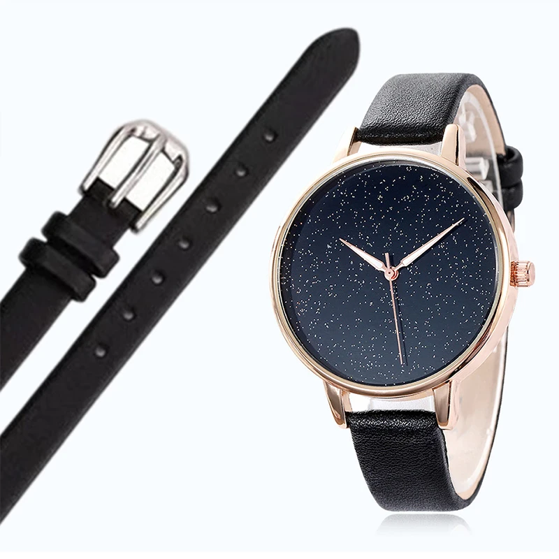 

Quartz Watch Women Starry Sky Black Simple Fashion Relojes Para Mujer Ladies Alloy Clock Wrist Watches for Gift Zegarek Damski