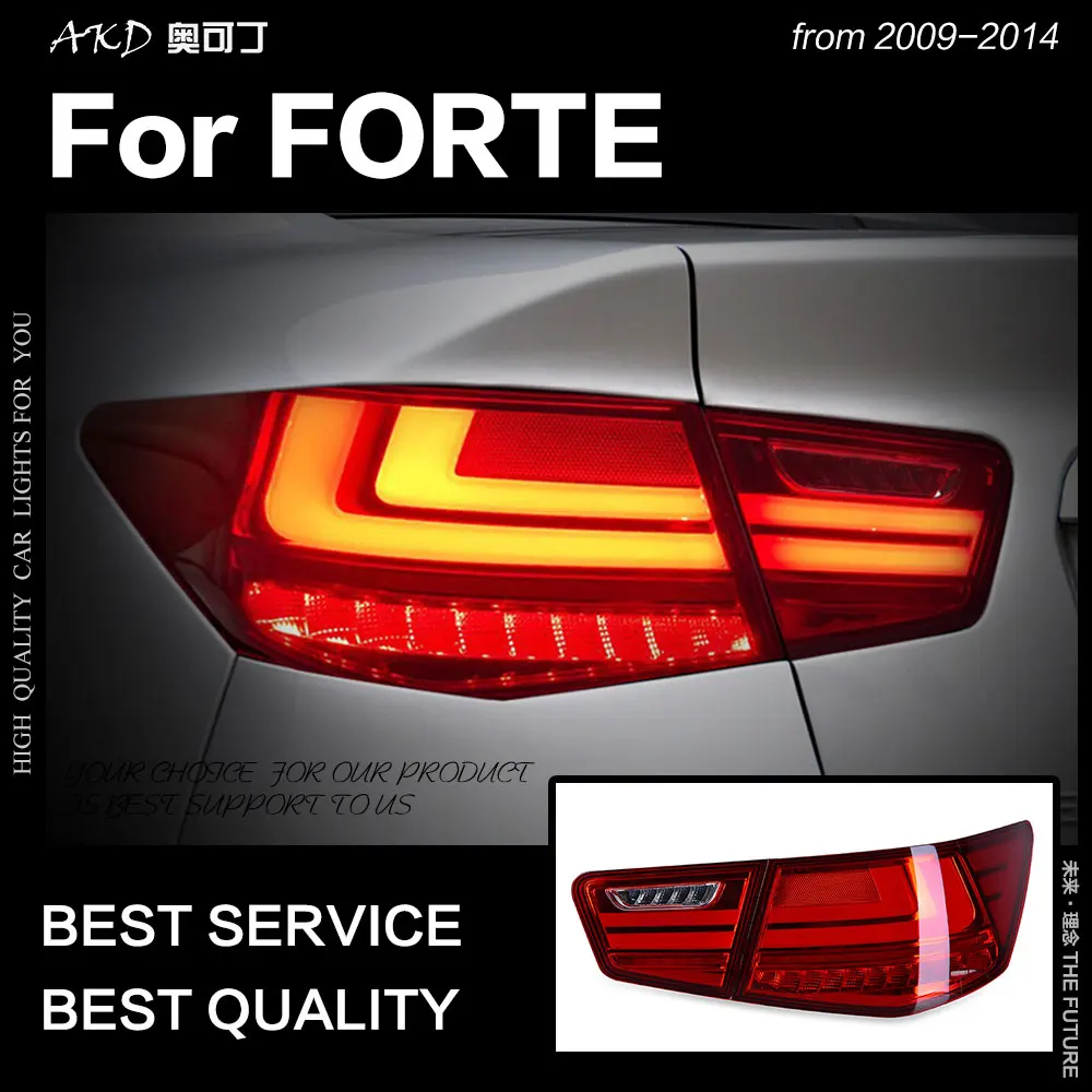 AKD автомобильный Стайлинг для Kia Forte задние фонари 2009- Cerato светодиодный задний фонарь светодиодный DRL тормозной динамический сигнал обратный авто аксессуары