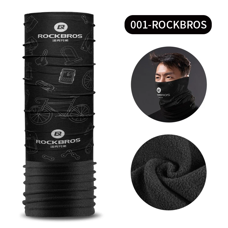 001 ROCKBROS термальная флисовая походная маска для лица бесшовная Бандана Балаклава Шарф страшная маска для сноуборда для лыжного спорта головные уборы лыжные грелки - Цвет: 001