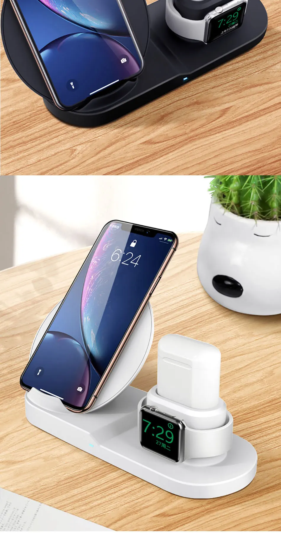 3 в 1 беспроводная зарядная подставка для iPhone 8 X XR XS Беспроводная зарядная док-станция магнитное зарядное устройство для Apple Watch 4 3 2 1 3в1