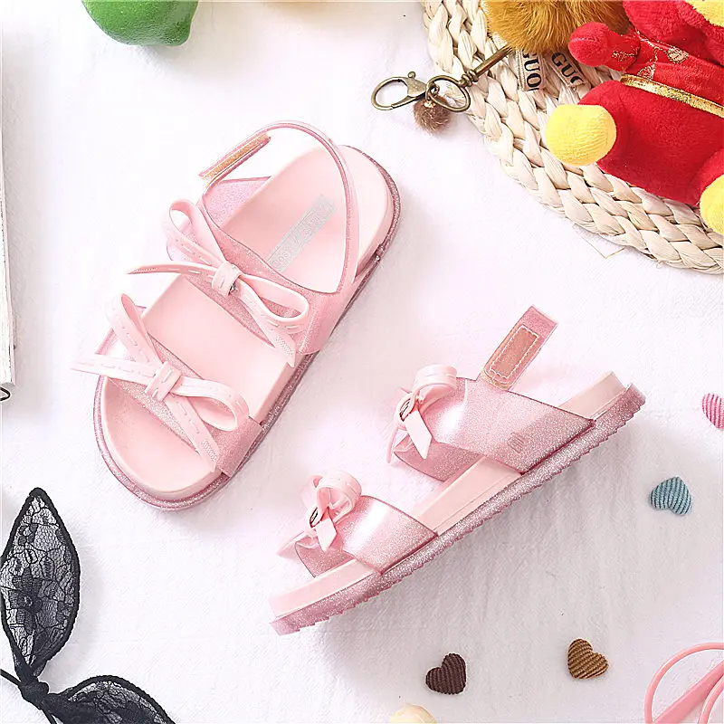 Мини Melissa 3 цветной галстук бабочка милые пластиковые сандалии для девочек 2019