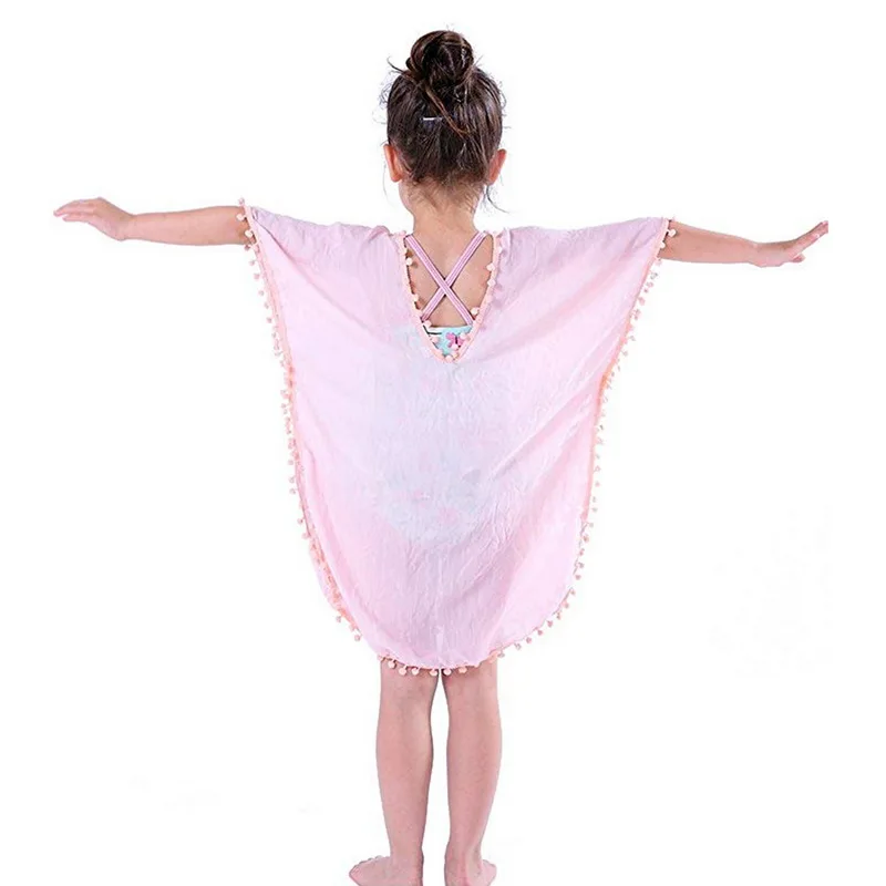 Vertvie Baby Girls Swim Dresses Kids Beach Cover-Ups Tassel Hook Flower Fringe Sundress Child Summer Swimwear Cover Up