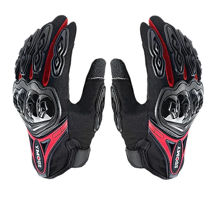 Сенсорный экран мото rcycle перчатки Luva moto queiro Guantes moto cicleta Luvas de moto Велоспорт летние дышащие Мото Кросс перчатки - Цвет: Красный
