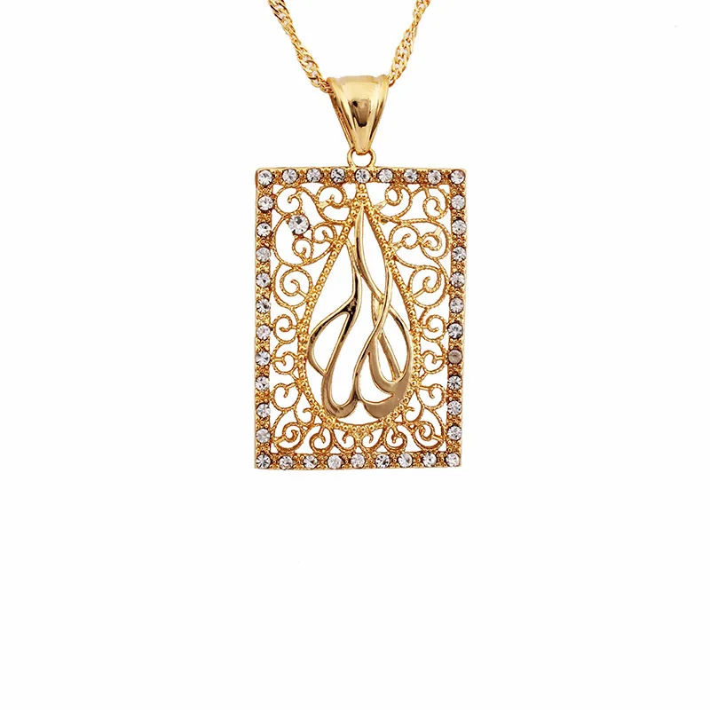 Бренд JH винтажные Подвески золотого цвета для ожерелья Аллах с цирконом