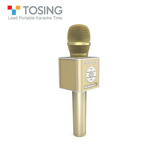 Gold Беспроводной bluetooth-микрофон для караоке TOSING Q12 с FM и KTV, режим Chorus, сопряжение с USB шумоподавлением, аккомпанемент - Цвет: Gold