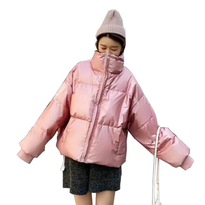 Новинка 2019 однотонная короткая женская куртка-пуховик для зимы с