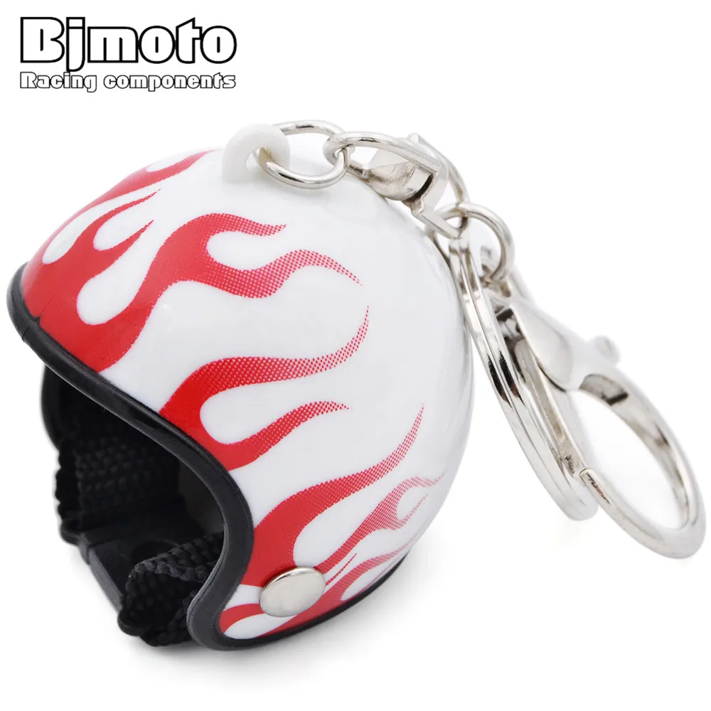 BJMOTO 1PC Модный брелок для мужчин и женщин, Ключевое кольцо С красными пламенами, Мотошлем Цепь для автомобиля, кошелька, сумки, подарок, известность на.