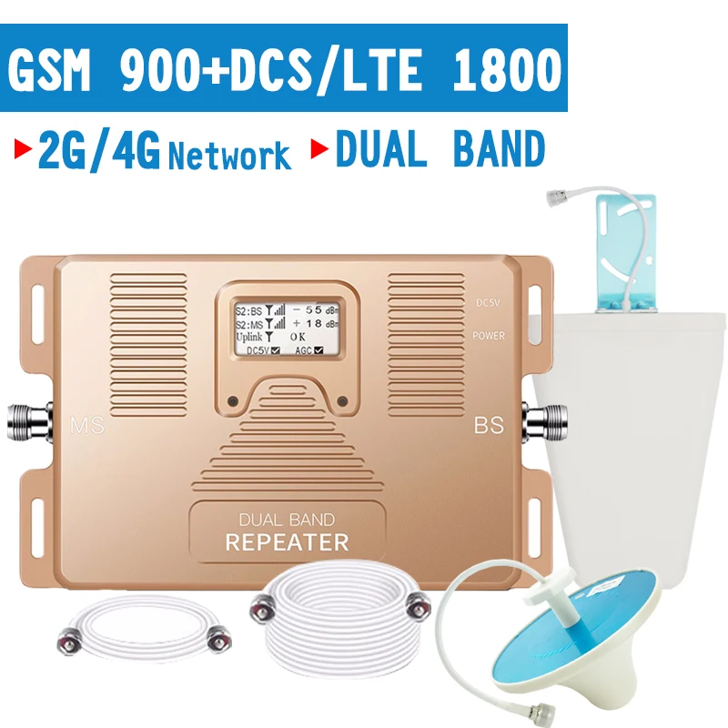 Ретранслятор сигнала Walokcon 4G LTE GSM 900 DCS/LTE 1800 Мобильный усилитель Band 3