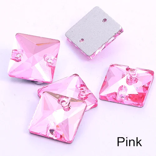Pink Квадратный цветной пришить стразы искрящегося цвета Кристалл aб для шитья стразы много Цвета стразы пришивные стразы для свадебное платье B3807 - Цвет: Pink