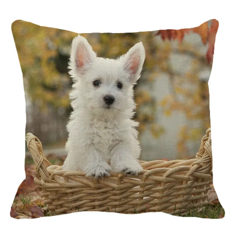 XUNYU милый чехол для фотографий West Highland White Terrier льняная Подушка Чехол Детская софа