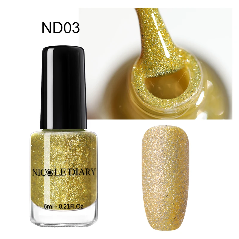 ND03 Nicole Diary 6 мл перламутровый матовый лак с блеском для ногтей мерцающий серебряный золотой лак для Декорирование ногтей Декоративный Лак для ногтей на водной основе - Цвет: ND03