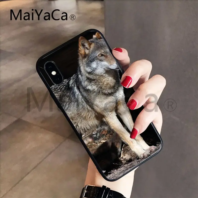 Роскошный мягкий защитный чехол MaiYaCa Wolf on Snow для iPhone 5 5s 6 plus 6s 7 7s Plus 8 8s X XS XR XSMAX |