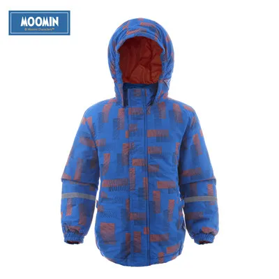 Синий Moomin/ Новое поступление; зимняя куртка в стиле Оксфорд; Верхняя одежда для мальчиков с геометрическим рисунком; синее зимнее пальто на молнии; Водонепроницаемая зимняя куртка для детей - Цвет: Синий