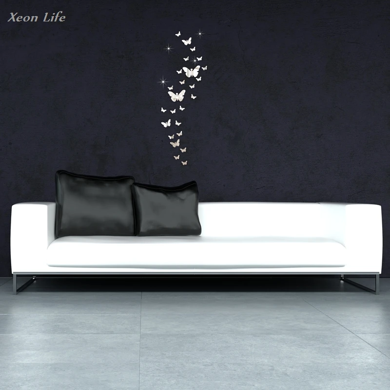 Новинка 2017 30 шт. 3D зеркальные настенные наклейки с бабочкой украшение для дома