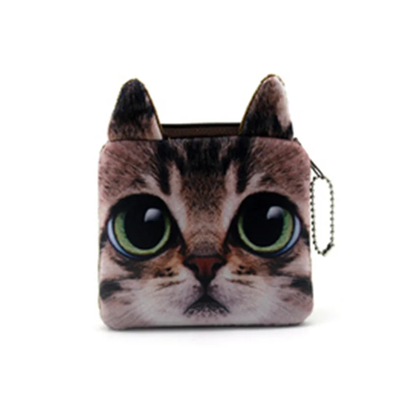 Мини сумка для монет с 3D квадратным принтом животных женская хранения милый