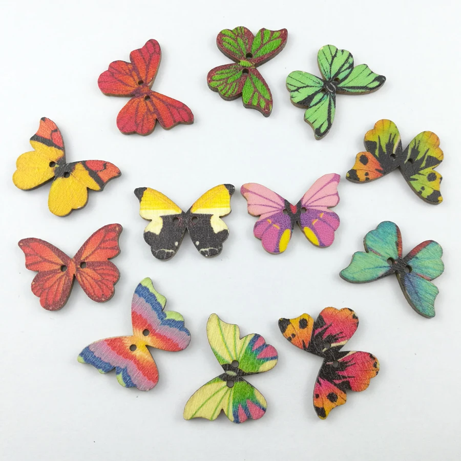 10 шт. деревянные декоративные пуговицы в виде бабочек|mixed butterfly wooden buttons|scrapbooking