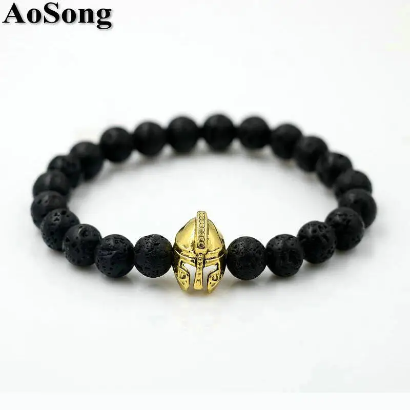 BPPCCR лавовый камень бисер браслет для мужчин римского рыцаря Спартанский воин