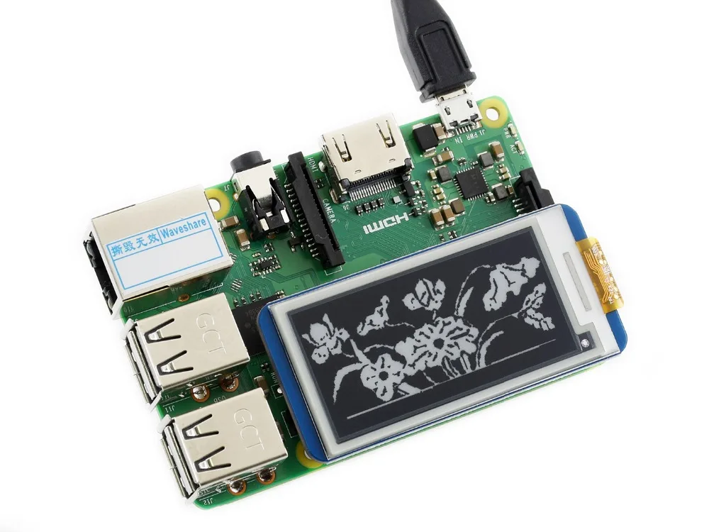 Waveshare 2,13 ''e-paper HAT, 250x122, 2,13 дюймов E-Ink дисплей для RaspberryPi 2B/3B/Zero W, цвет: черный, белый, частичное обновление