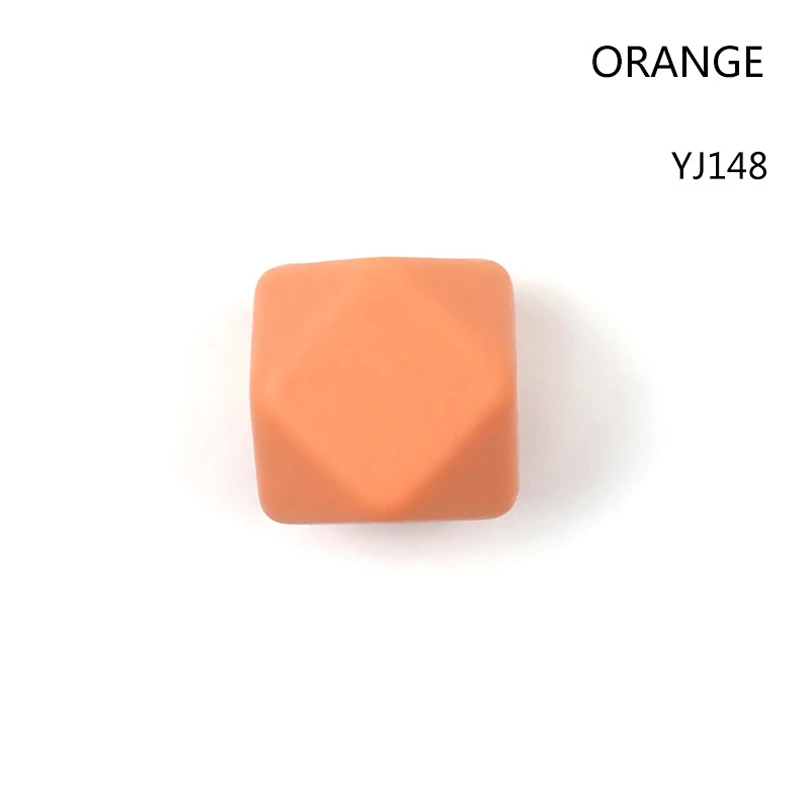 Orange 100pcs 100 шт, шестигранные силиконовые бусины, 14 мм, прорезыватели для зубов, Детские Прорезыватели, кусачки, бусы, ожерелье, соска, цепь, ювелирные изделия, BPA бесплатно, жевательные игрушки - Цвет: Orange 100pcs