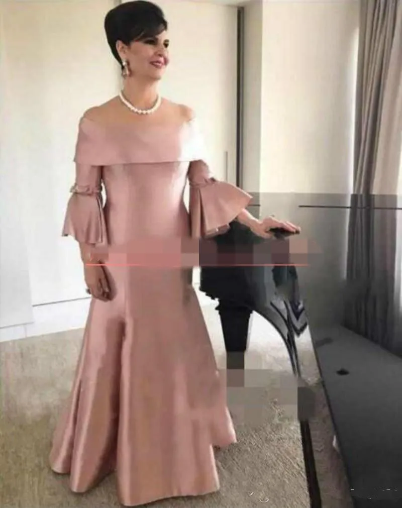Благородный Атлас vestido de madrinha лодка средства ухода за кожей шеи Формальные пыльный розовый Вечеринка свадебное платье для гостей мА