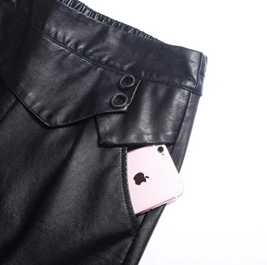 M 4XL кожаные брюки до щиколотки с широкими штанинами женские свободные из