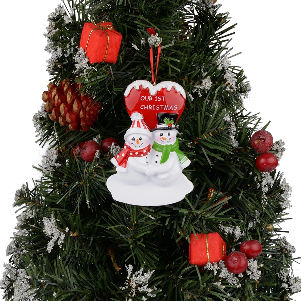 Наша первая Рождественская пара Снеговик Смола глянцевые подвесные