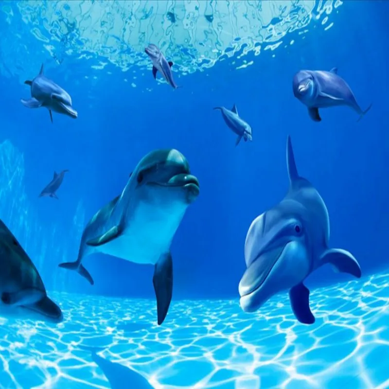 Фотообои синие мечты подводный Дельфин Украшение Потолка фоновые обои на заказ