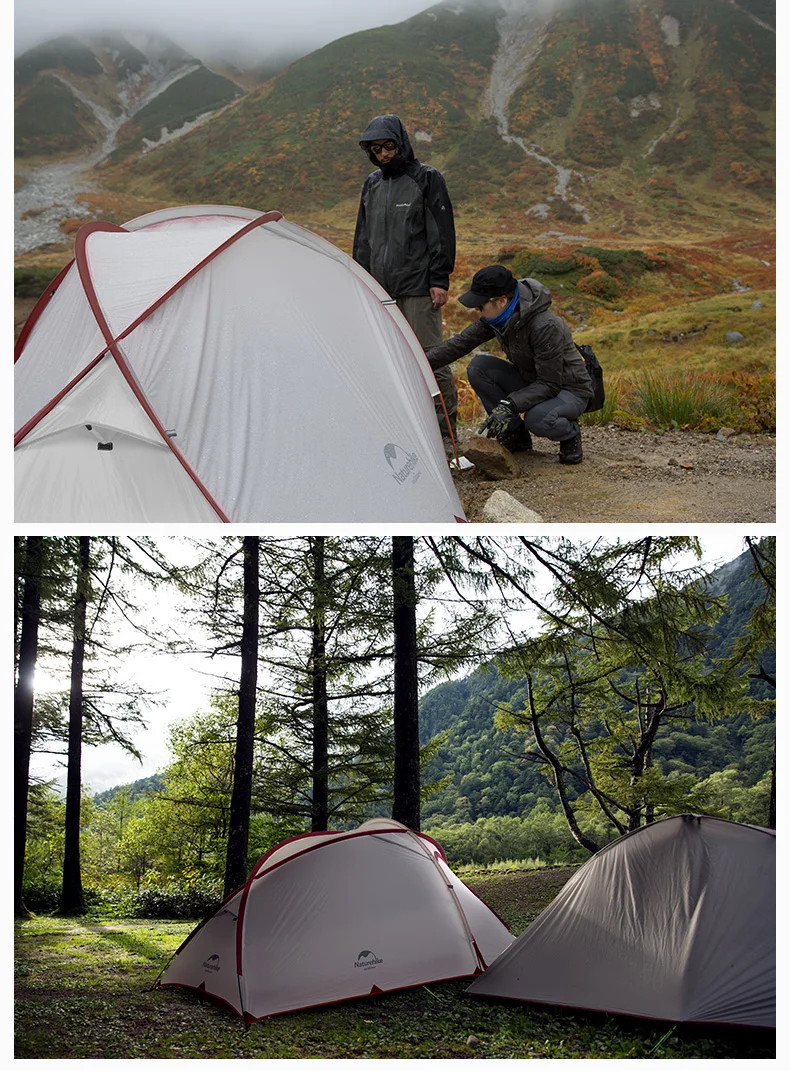 NatureHike Hiby 3 Человек Палатка Открытый 2 комнаты 3 человека 20D нейлон силиконовый Сверхлегкий Семейный Кемпинг палатка красный/серый