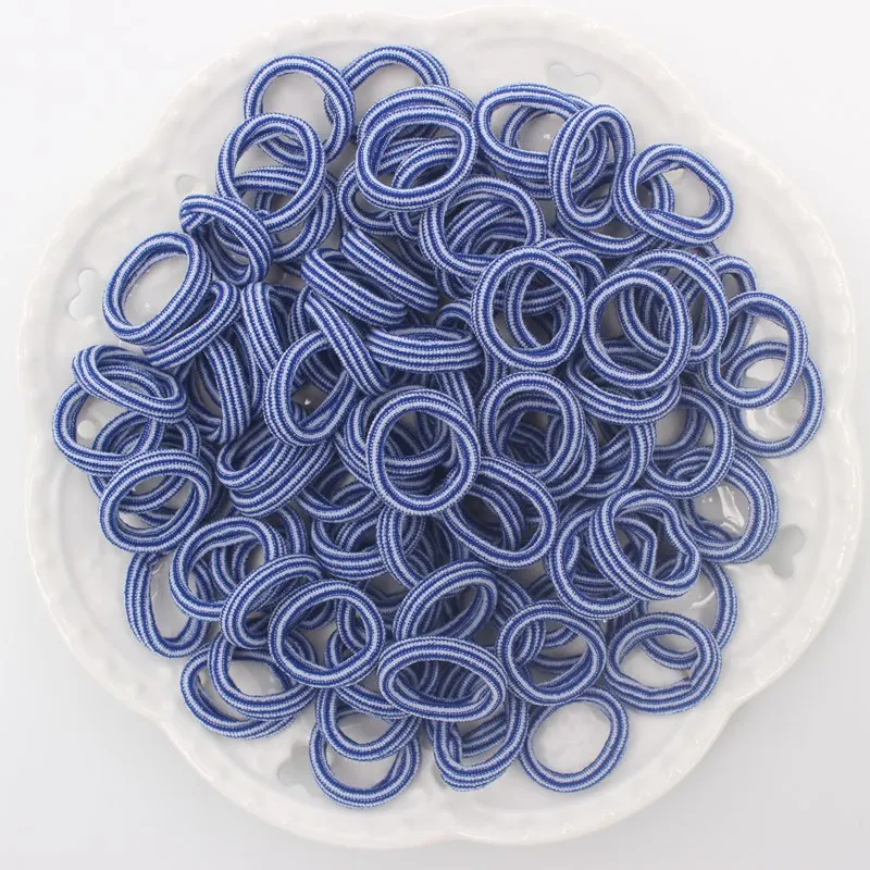 100 шт./лот милые эластичные резинки для волос девочек в полоску Флуоресцентный