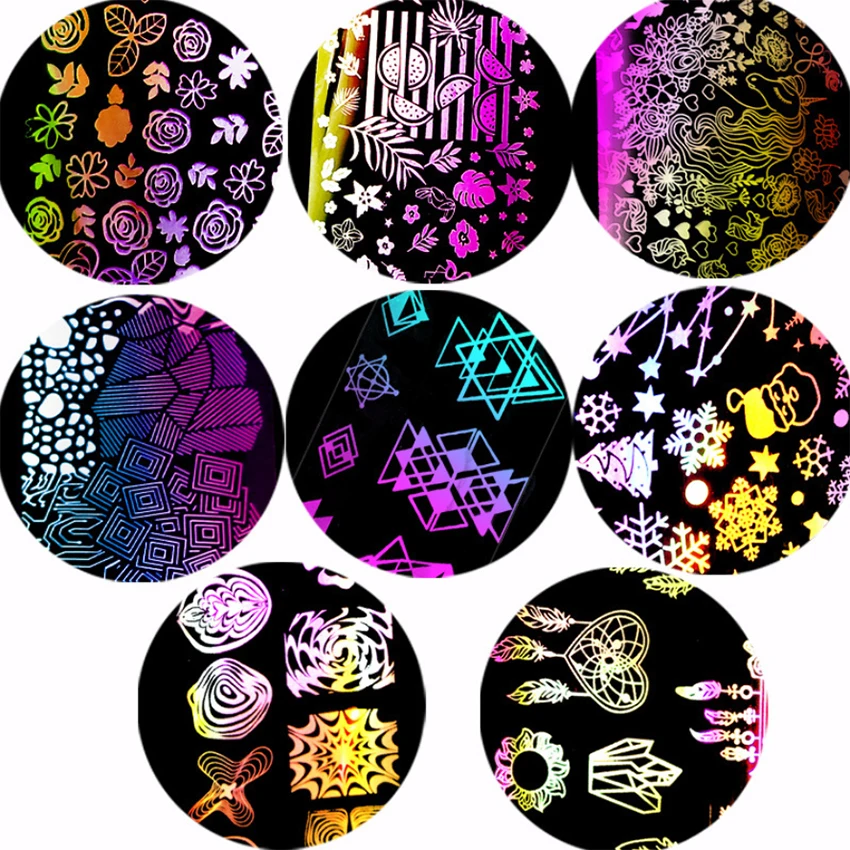 8 шт. Голографическая фольга для ногтей звездное небо бумажная переводная