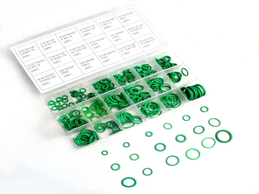Green Color 18 Sizes Assortment Kit Air Conditioning Car Auto Vehicle Repair HNBR O Rings Set Reparacion de aire acondicionado |