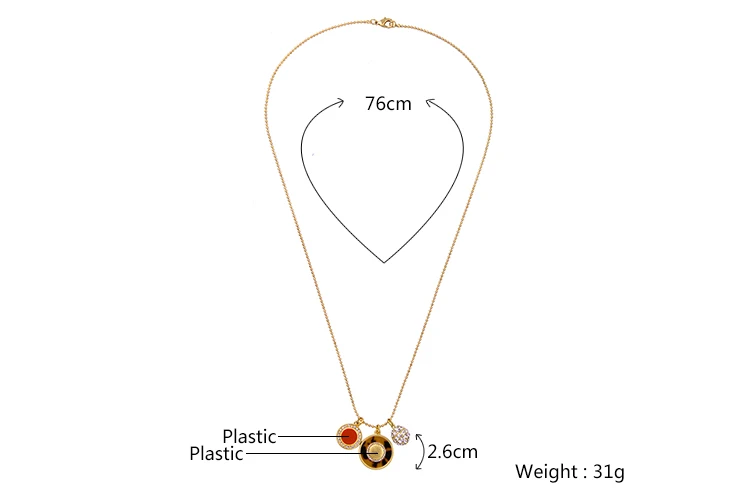 Маленькая цепочка из сплава с бусинами длинное ожерелье подвеской циркона