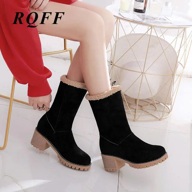 Женские ботинки с круглым носком большие размеры зимние уличные теплые женские