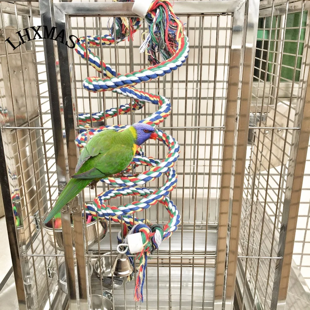 20 &quotХлопок Веревка Игрушки Попугай Попугаи Cockatiels Птица С Колоколом T048|large parrot