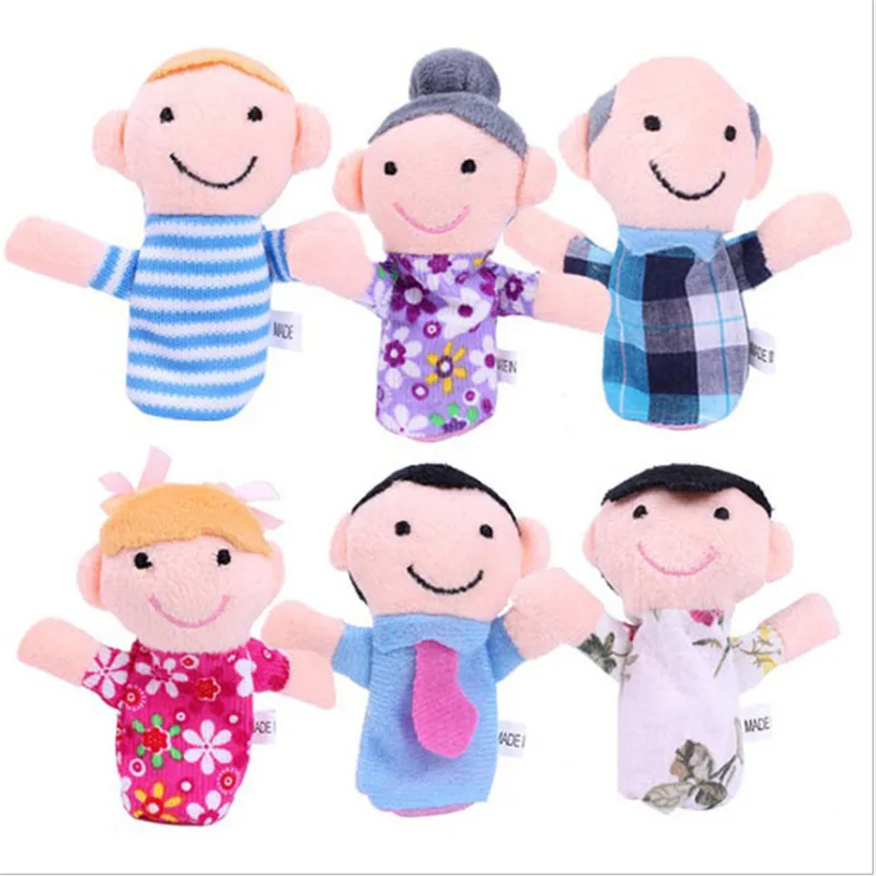 6 шт. 7 см Happy family Tell Story ткань мультфильм Плюшевые Вещи пальцы игрушки для детей