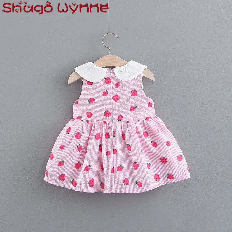 Летнее платье для маленьких девочек без рукавов с цветочным принтом воротником в